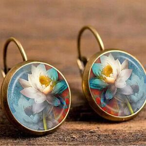 Vintage  copper lotus earrings
